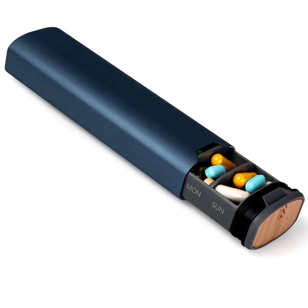 Mosrugs | MediEase Weekly Pill Organizer – Elegant Wooden & Aluminium Pill Box