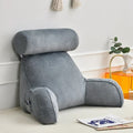 Mosrugs | Backrest Pillow with Arms | Adjustable Headrest, Soft Velour Cover & Ideal for Couch or Bed Relaxation