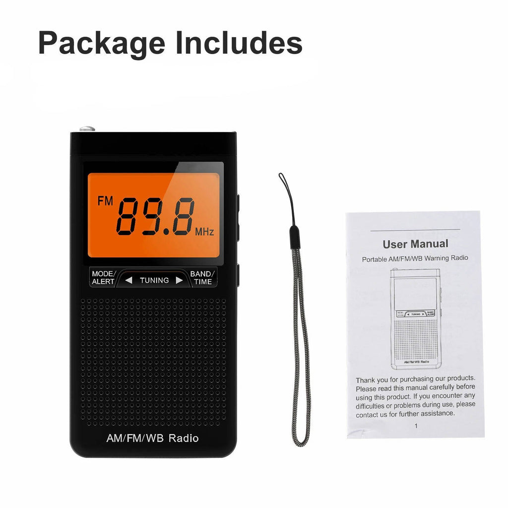 Mosrugs | Portable AM/FM Pocket Radio with Weather Alerts and Digital Tuning