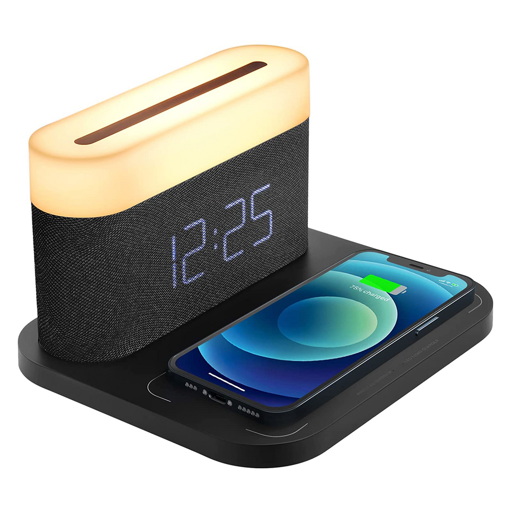 Mosrugs | 3-in-1 Wireless Charger, LED Lamp & Digital Alarm Clock | Fast Charging Dock