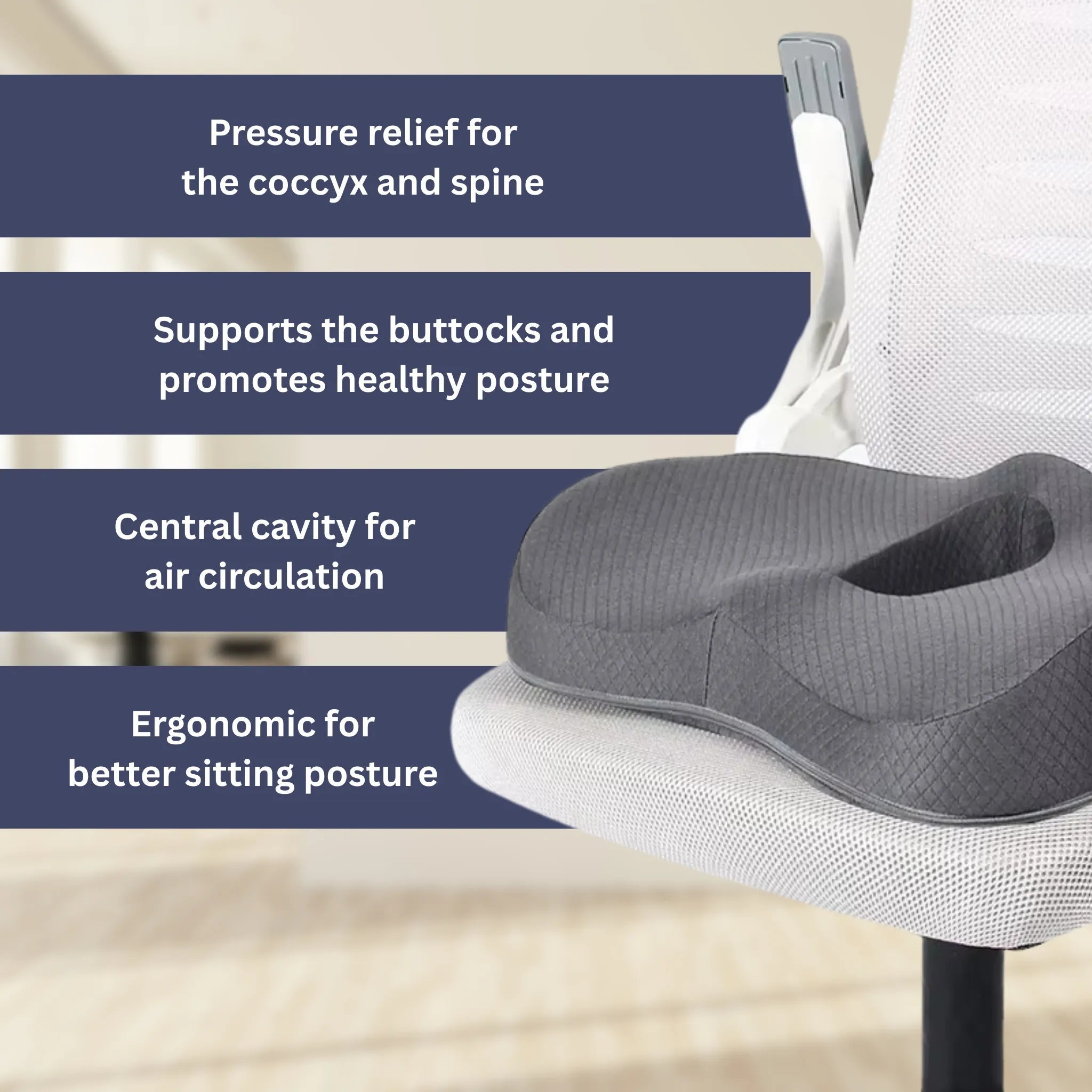 Mosrugs | Orthopedic Seat Cushion | Ergonomic Design for Back Pain Relief & Comfort at Home or Office