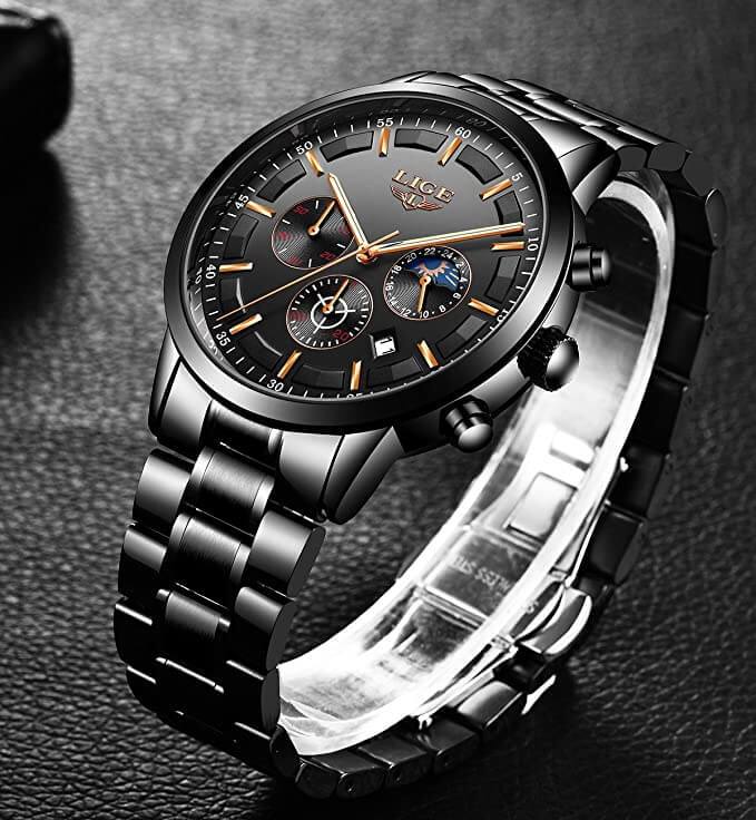 Mosrugs | Military Black Steel Watch – Elegant Stainless Steel Men’s Wristwatch with Waterproof Design