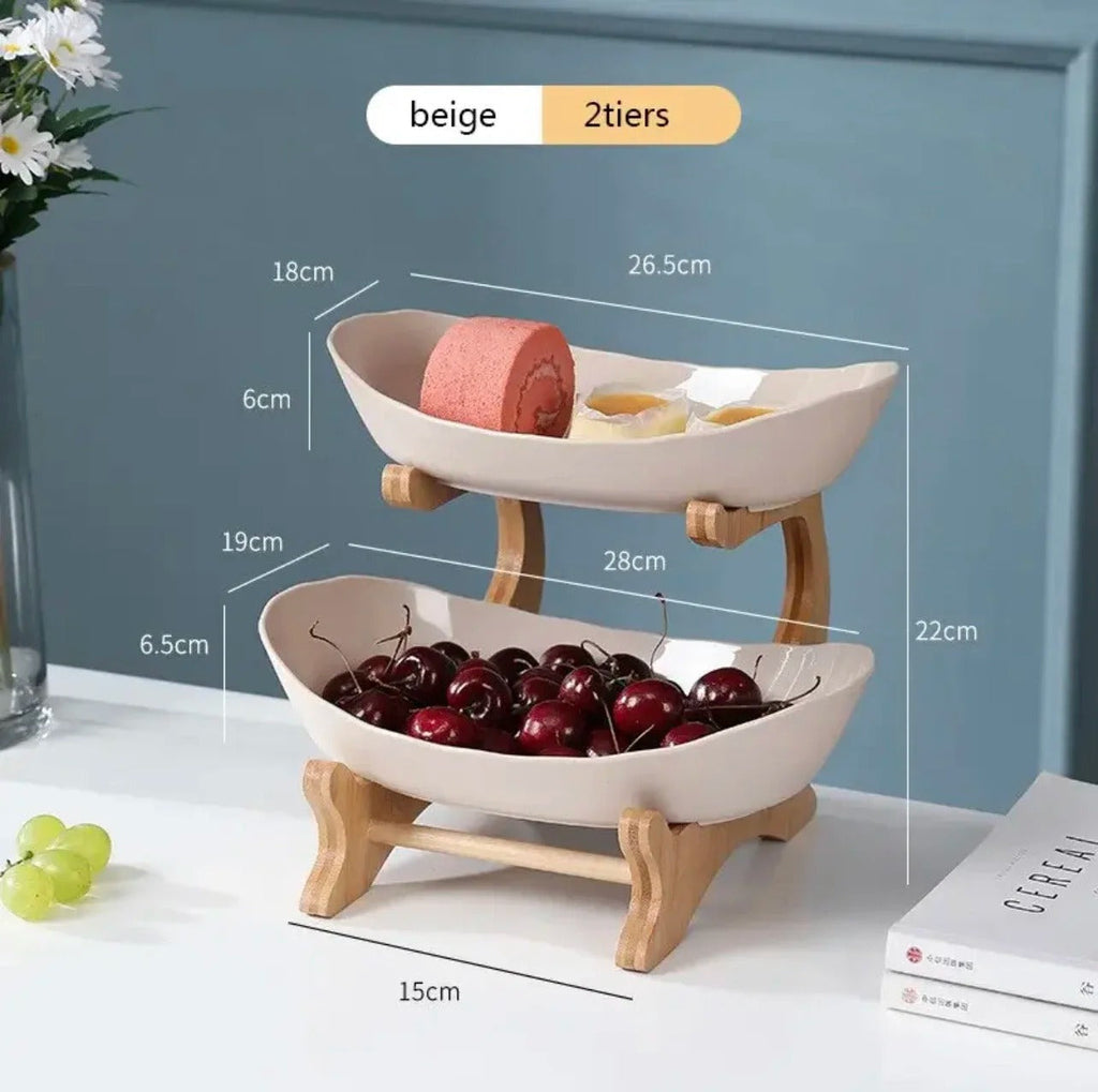 Mosrugs | BambuNest – Modern Bamboo Fruit Basket with Removable Trays & Multi-Tier Design
