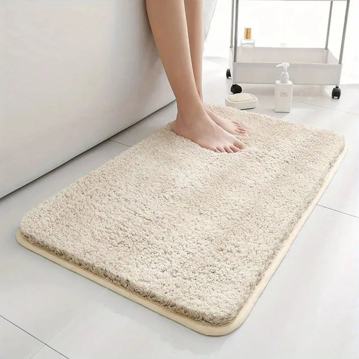 Mosrugs | Thickened Plush Anti-Slip Bathroom Mat | Super Absorbent, Durable & Machine Washable for Shower, Sink & Toilet Use