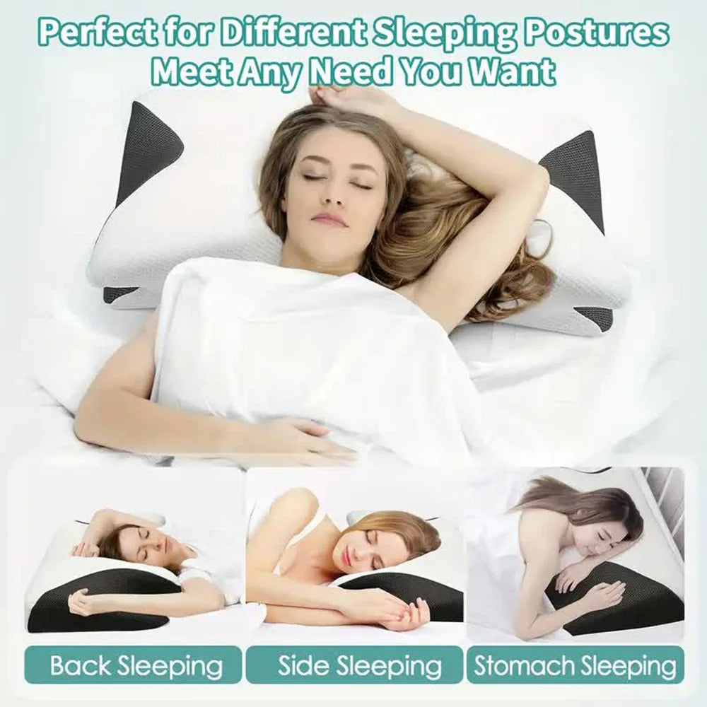 Mosrugs | Butterfly Neck Support Memory Pillow | Ergonomic, Hypoallergenic & Ideal for All Sleep Positions