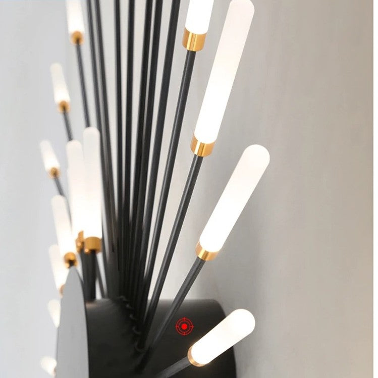 Mosrugs | Modern Industrial Ceiling Lamp Sputnik Fireworks | Black & Gold Finish. LED Lighting for Living Room. Dining Room & Bedroom Decor
