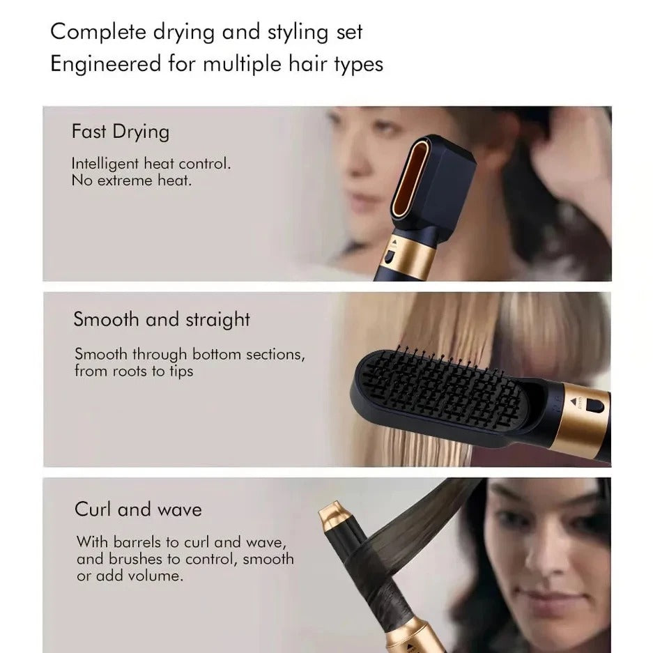 Mosrugs | Glossify 5-in-1 Hair Styler | 1000W Hot Air Brush with Ionic Technology
