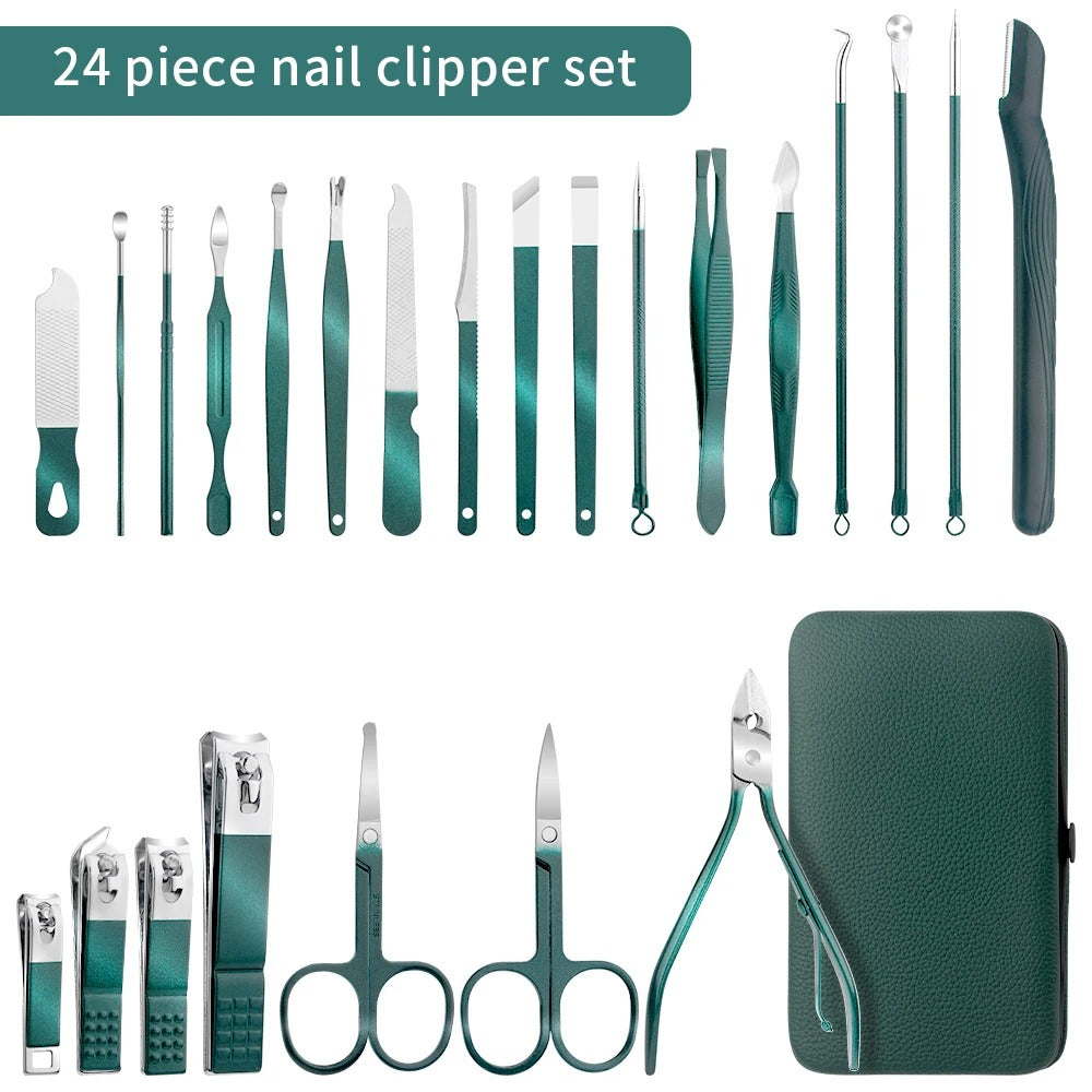 Mosrugs | Stainless Steel Grooming Set | 7, 13, or 24-Piece Kits for Manicures & Pedicures at Home or Travel