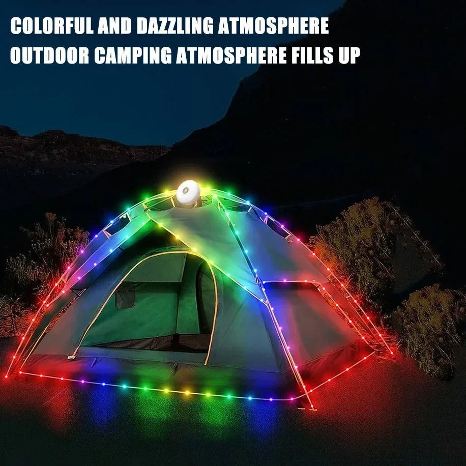 Mosrugs | CampBeam LED Outdoor String Lights – Rechargeable Waterproof Lights with Magnetic Hooks & 5 Lighting Modes