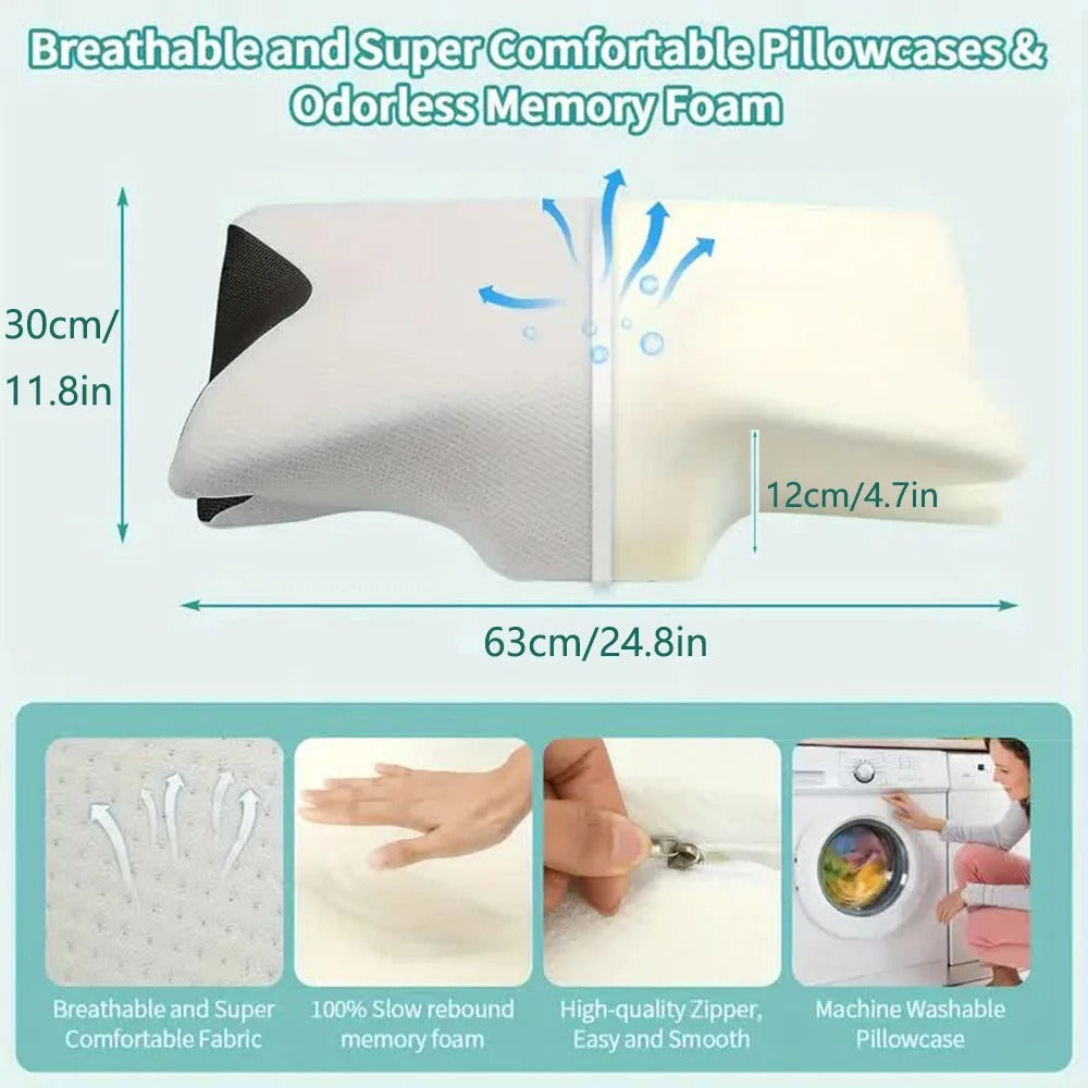 Mosrugs | Butterfly Neck Support Memory Pillow | Ergonomic, Hypoallergenic & Ideal for All Sleep Positions