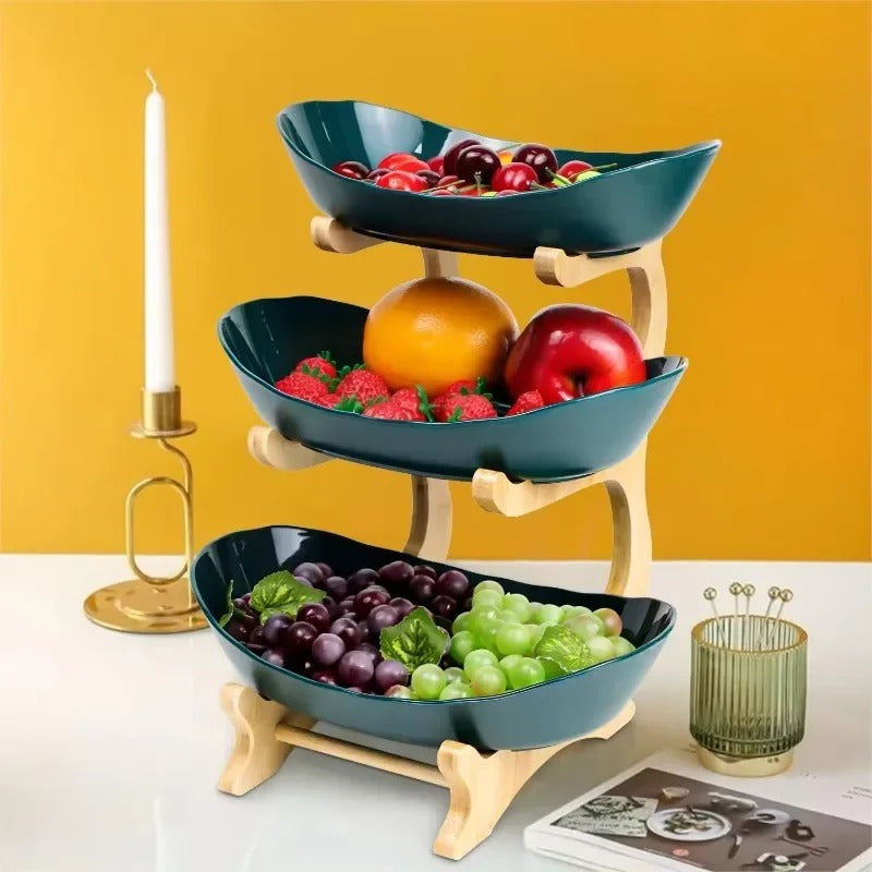 Mosrugs | BambuNest – Modern Bamboo Fruit Basket with Removable Trays & Multi-Tier Design
