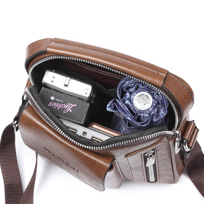 Mosrugs | Luxury Shoulder Bag for Men – PU Leather Crossbody Satchel with Adjustable Strap