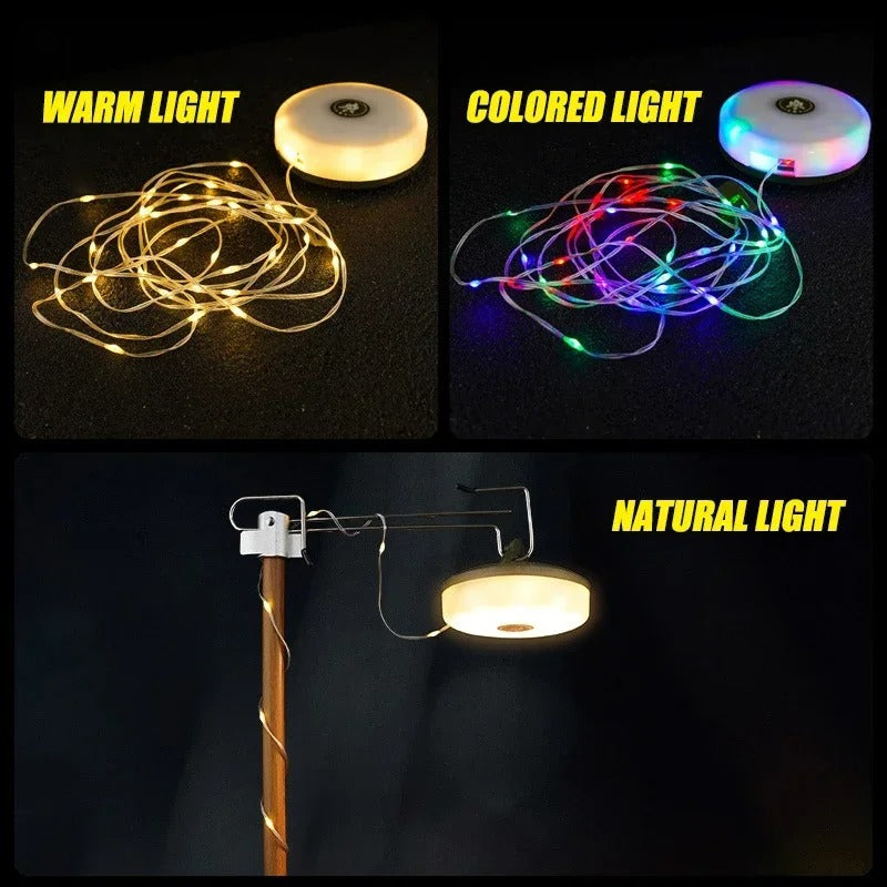 Mosrugs | CampBeam LED Outdoor String Lights – Rechargeable Waterproof Lights with Magnetic Hooks & 5 Lighting Modes