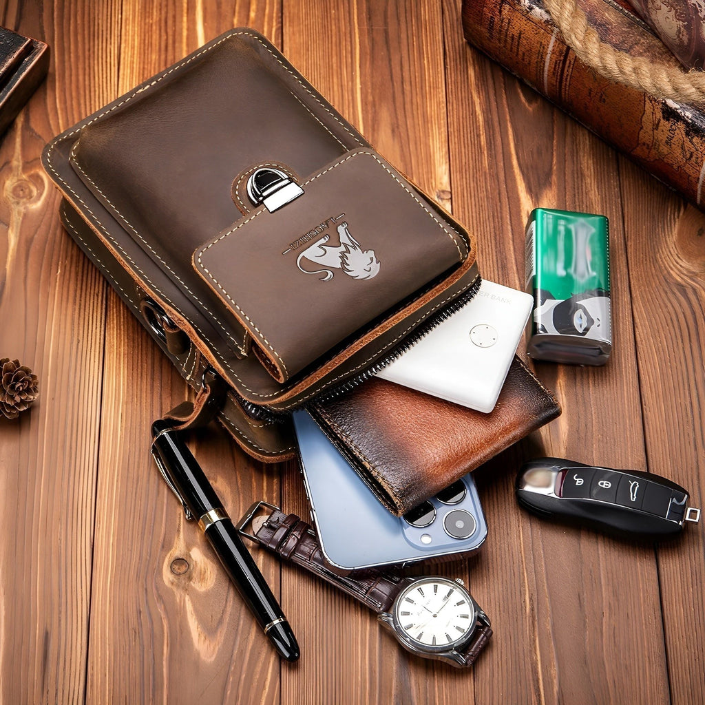 Mosrugs | Vidal Bag – Functional Leather Waist Bag for Men with Adjustable Strap and Multi-Pocket Design