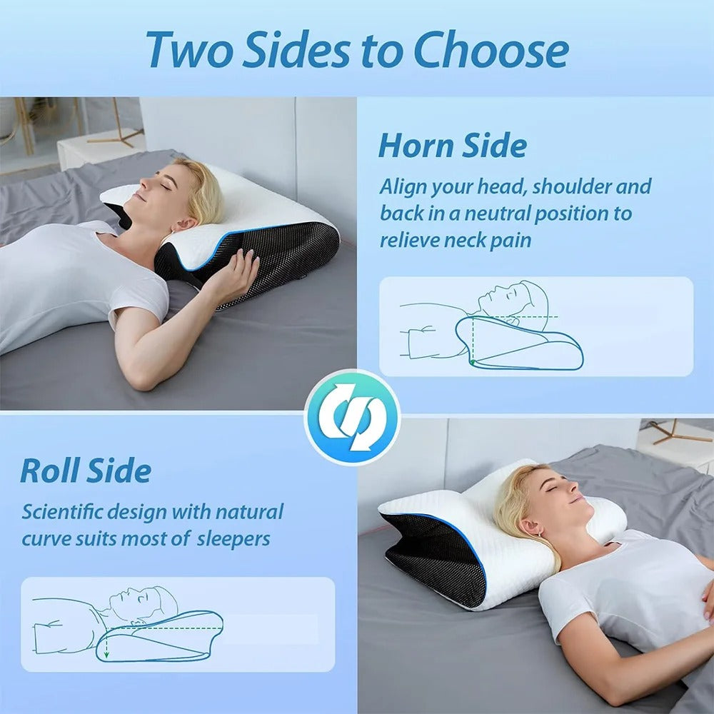 Mosrugs | Butterfly Neck Support Memory Pillow | Ergonomic, Hypoallergenic & Ideal for All Sleep Positions