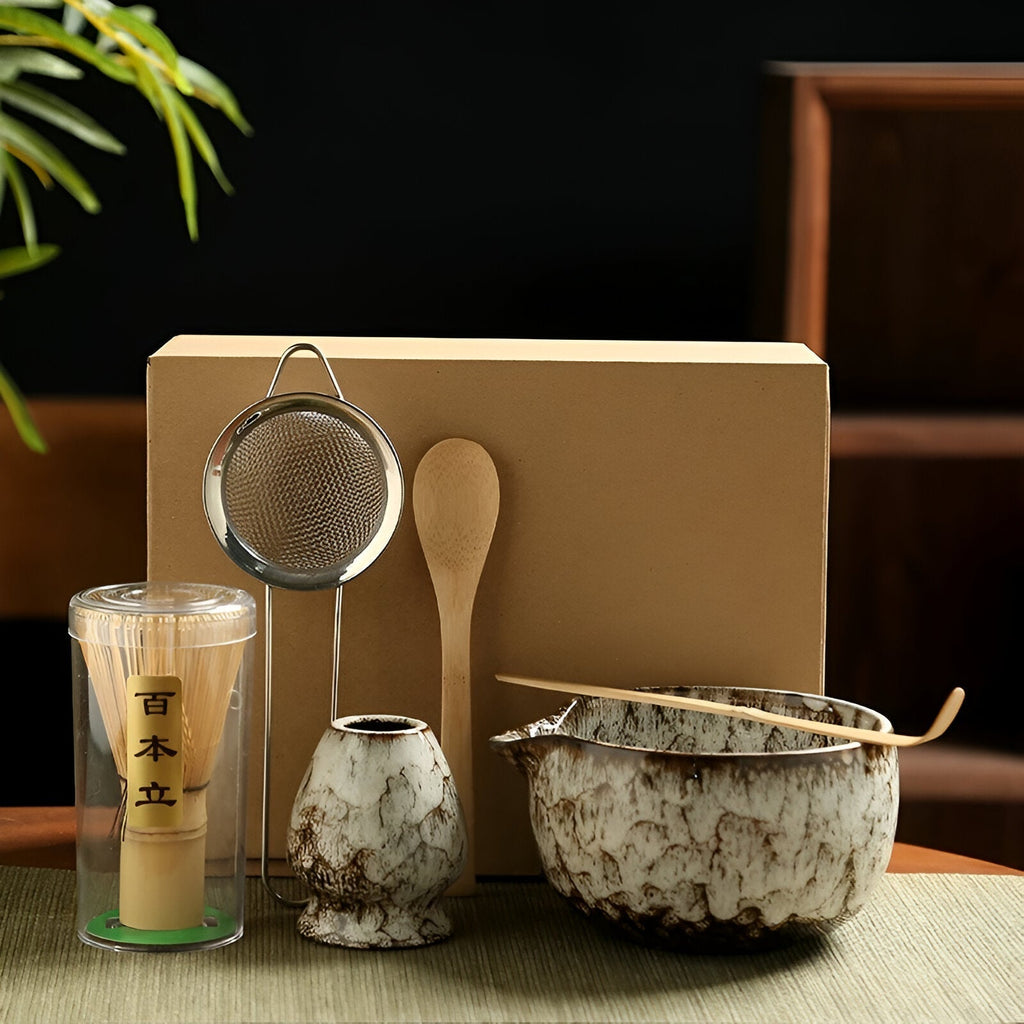 Mosrugs | Traditional Matcha Tea Set – 6-Piece Authentic Japanese Matcha Kit – Premium Bamboo & Ceramic