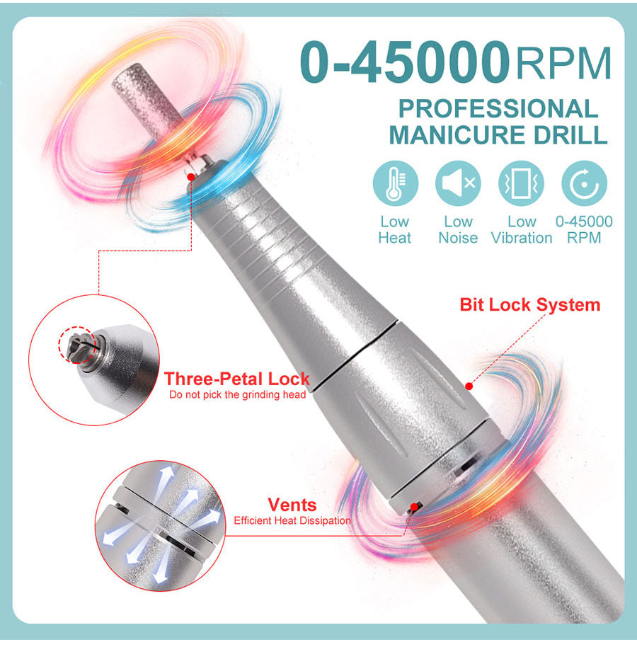Mosrugs | ProNail 45000RPM Electric Nail File – Portable Rechargeable E-File for Manicure & Acrylic Nails | Low Noise