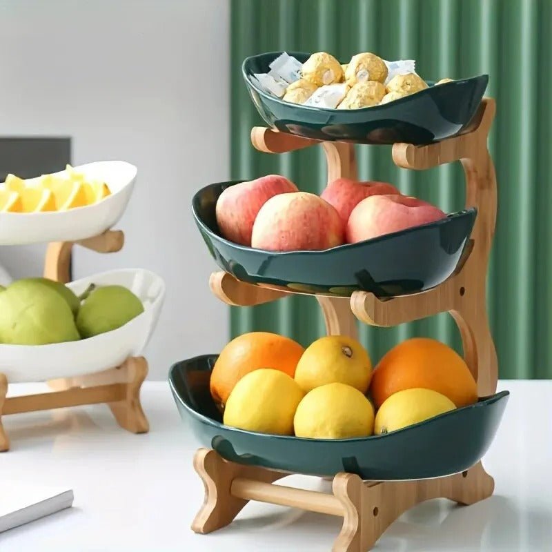 Mosrugs | BambuNest – Modern Bamboo Fruit Basket with Removable Trays & Multi-Tier Design