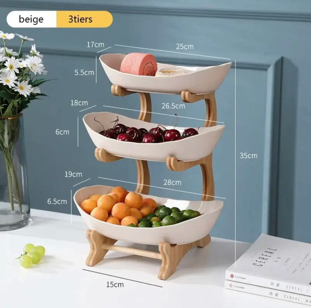 Mosrugs | BambuNest – Modern Bamboo Fruit Basket with Removable Trays & Multi-Tier Design