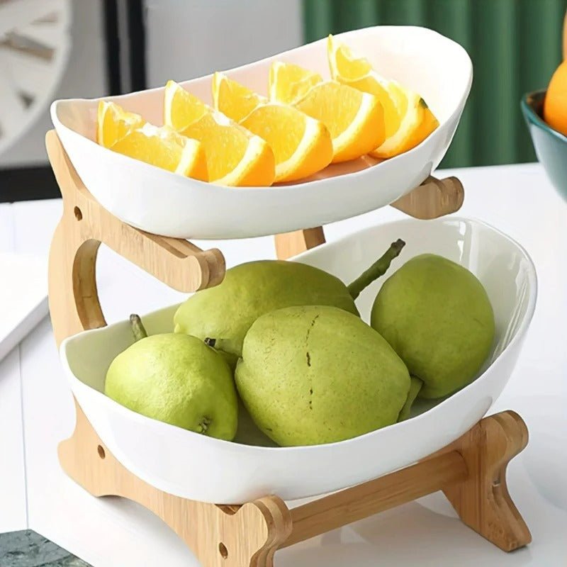 Mosrugs | BambuNest – Modern Bamboo Fruit Basket with Removable Trays & Multi-Tier Design