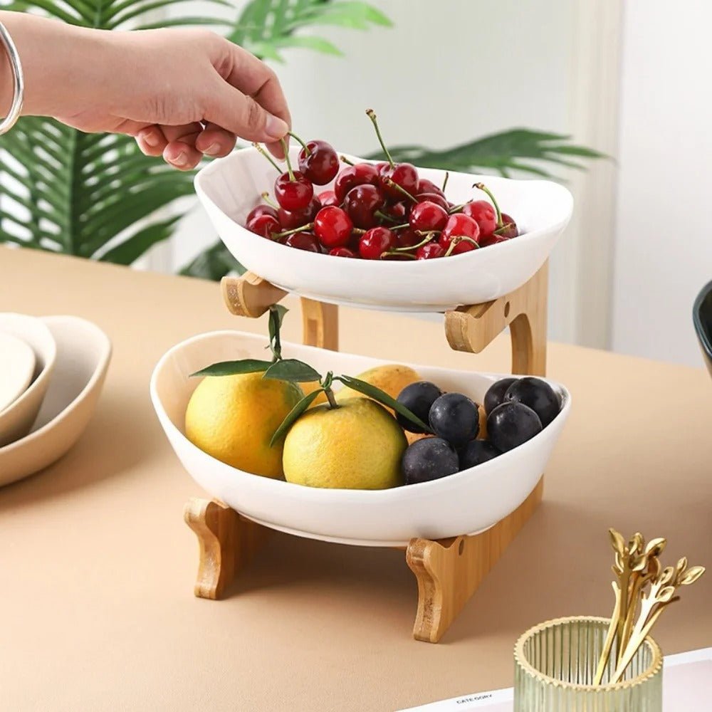 Mosrugs | BambuNest – Modern Bamboo Fruit Basket with Removable Trays & Multi-Tier Design