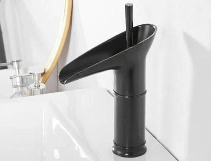 Mosrugs | Antique Brass Waterfall Basin Tap – Vintage Bathroom Mixer Faucet with Hot & Cold Control