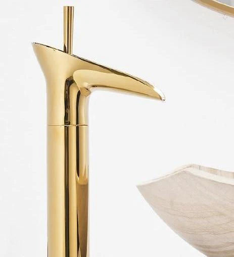 Mosrugs | Antique Brass Waterfall Basin Tap – Vintage Bathroom Mixer Faucet with Hot & Cold Control