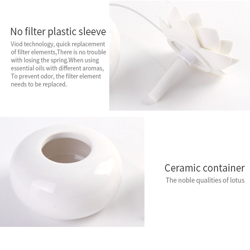 Mosrugs | Lotiscent | Ceramic Lotus Aroma Humidifier – Ultrasonic Essential Oil Diffuser for Relaxation & Wellness