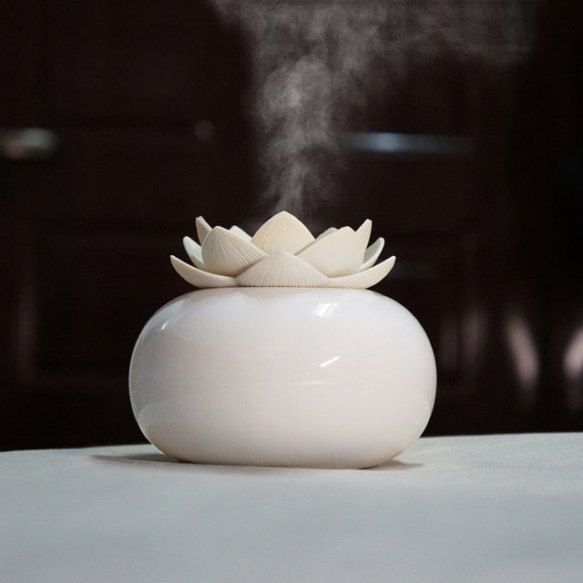 Mosrugs | Lotiscent | Ceramic Lotus Aroma Humidifier – Ultrasonic Essential Oil Diffuser for Relaxation & Wellness