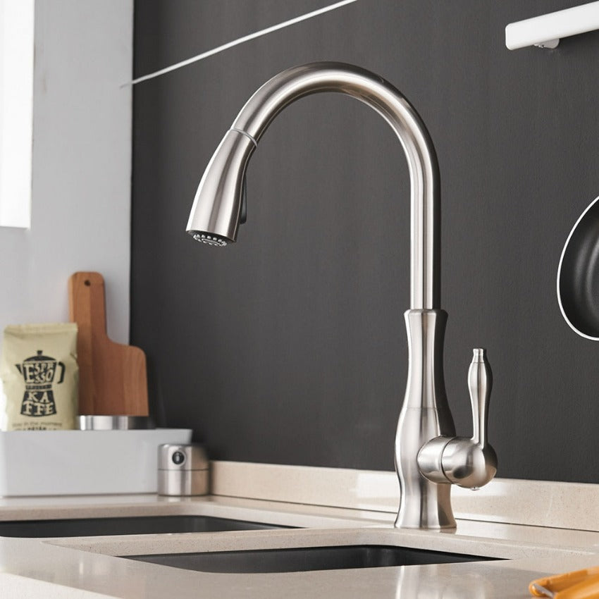 Mosrugs | Modern Pull-Out Kitchen Mixer Tap – Stainless Steel 360° Swivel with Extendable Spray Head