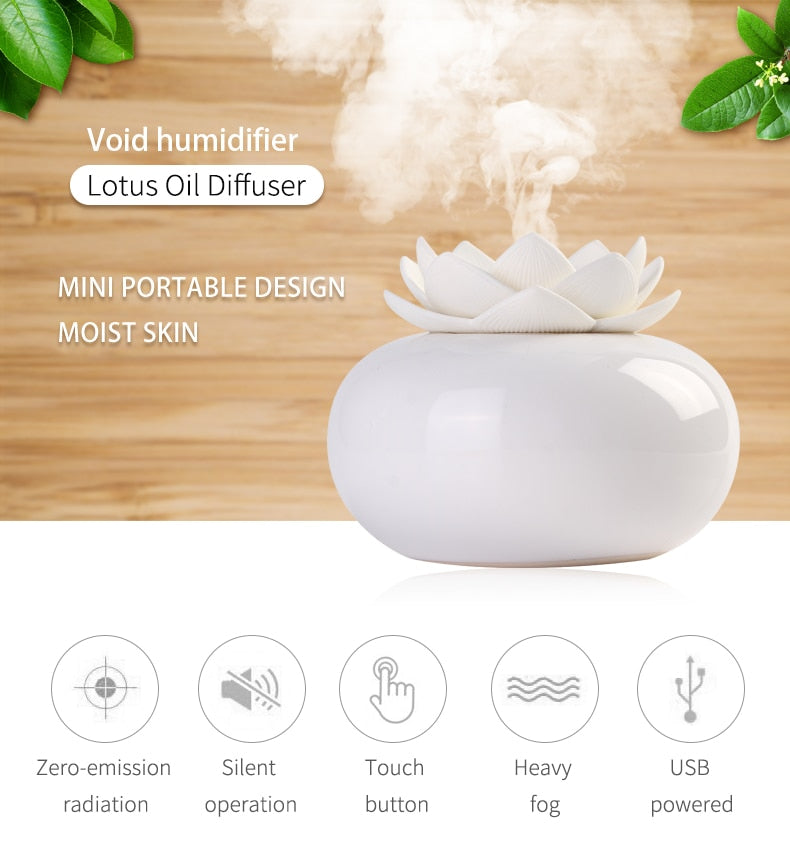 Mosrugs | Lotiscent | Ceramic Lotus Aroma Humidifier – Ultrasonic Essential Oil Diffuser for Relaxation & Wellness