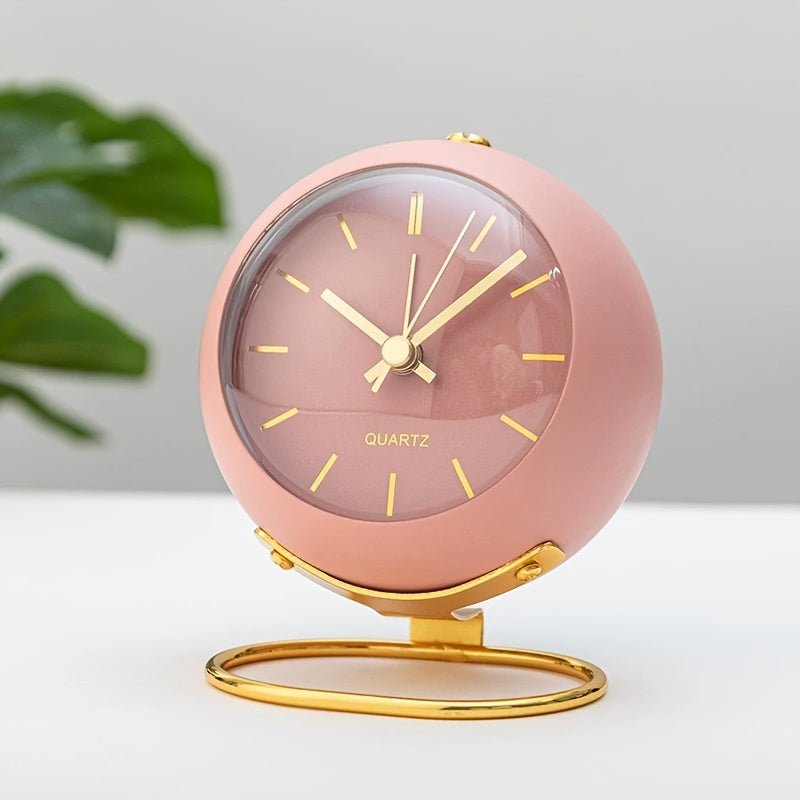Mosrugs | Buzzley Retro Silent Alarm Clock – Vintage Metal Analogue Clock with Night Light