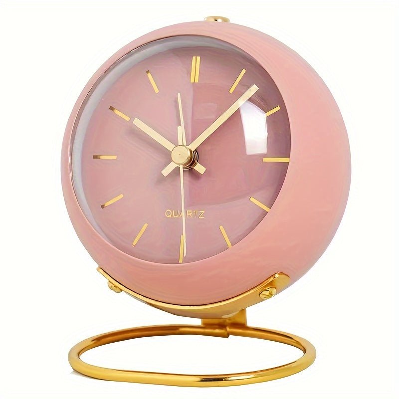 Mosrugs | Buzzley Retro Silent Alarm Clock – Vintage Metal Analogue Clock with Night Light