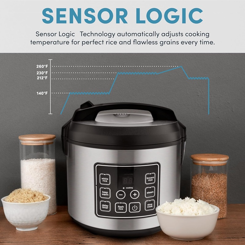 Mosrugs | 20-Cup Multifunctional Digital Rice Cooker – Stainless Steel with Sensor Logic Technology
