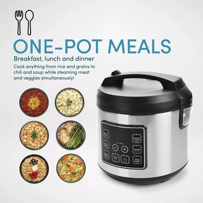 Mosrugs | 20-Cup Multifunctional Digital Rice Cooker – Stainless Steel with Sensor Logic Technology