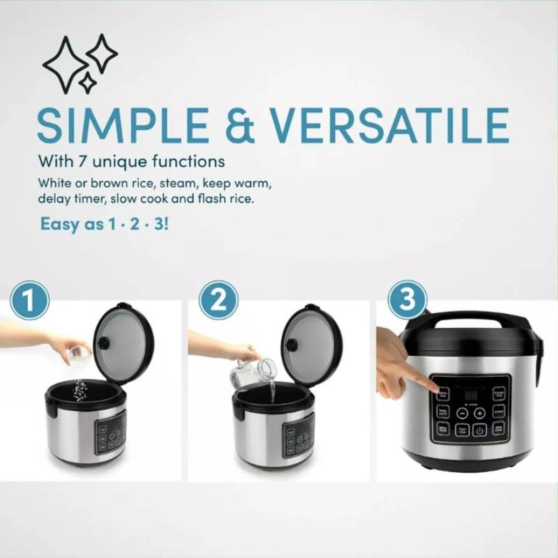 Mosrugs | 20-Cup Multifunctional Digital Rice Cooker – Stainless Steel with Sensor Logic Technology