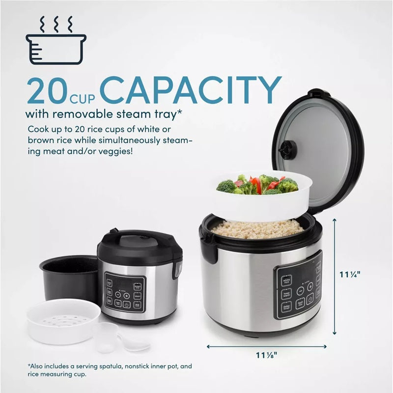 Mosrugs | 20-Cup Multifunctional Digital Rice Cooker – Stainless Steel with Sensor Logic Technology