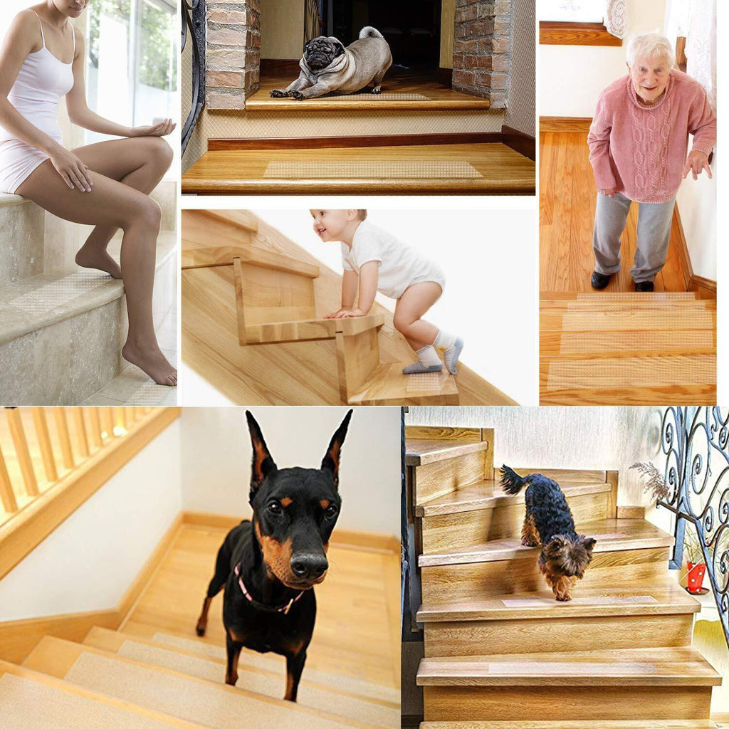 Mosrugs | Clear Non-Slip Stair Tread Strips – Indoor Safety Grip Tape for Steps