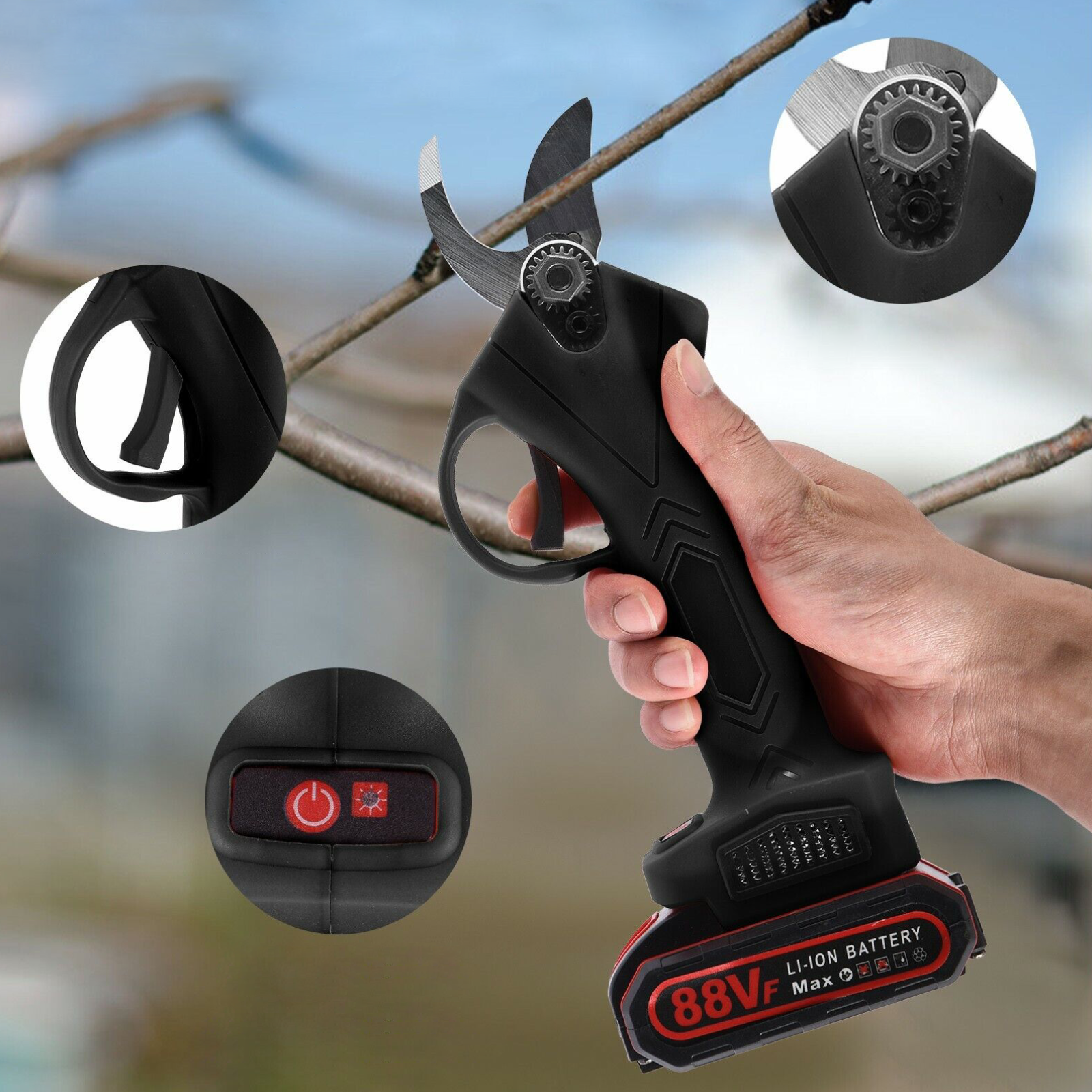 Mosrugs | Electric Pruning Shears – 21V Cordless Garden Cutter with Precision Steel Blades