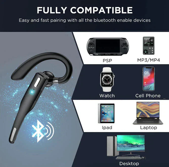 Mosrugs | Bluetooth 5.1 Noise Cancelling Headset | Dual Mic, Ergonomic Design & Hands-Free Calling for Professionals