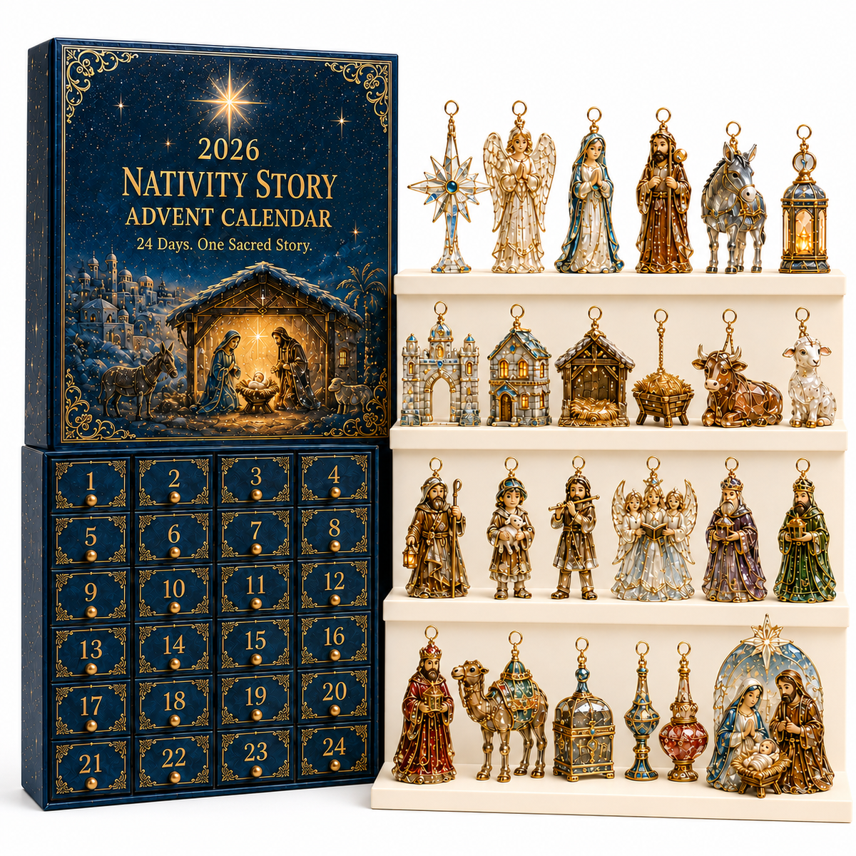 2026 Advent Calendar: The Coming of Jesus, Religious Christmas Countdown Decor