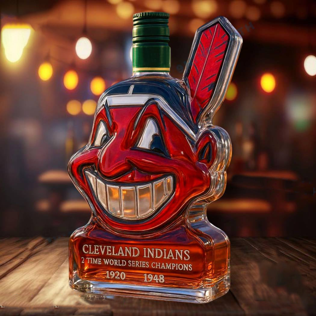Cleveland Indians Team Honor Whiskey Bottle