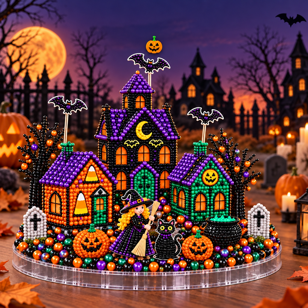 3D DIY Diamond Art Village Kit – Christmas & Halloween Craft Decor