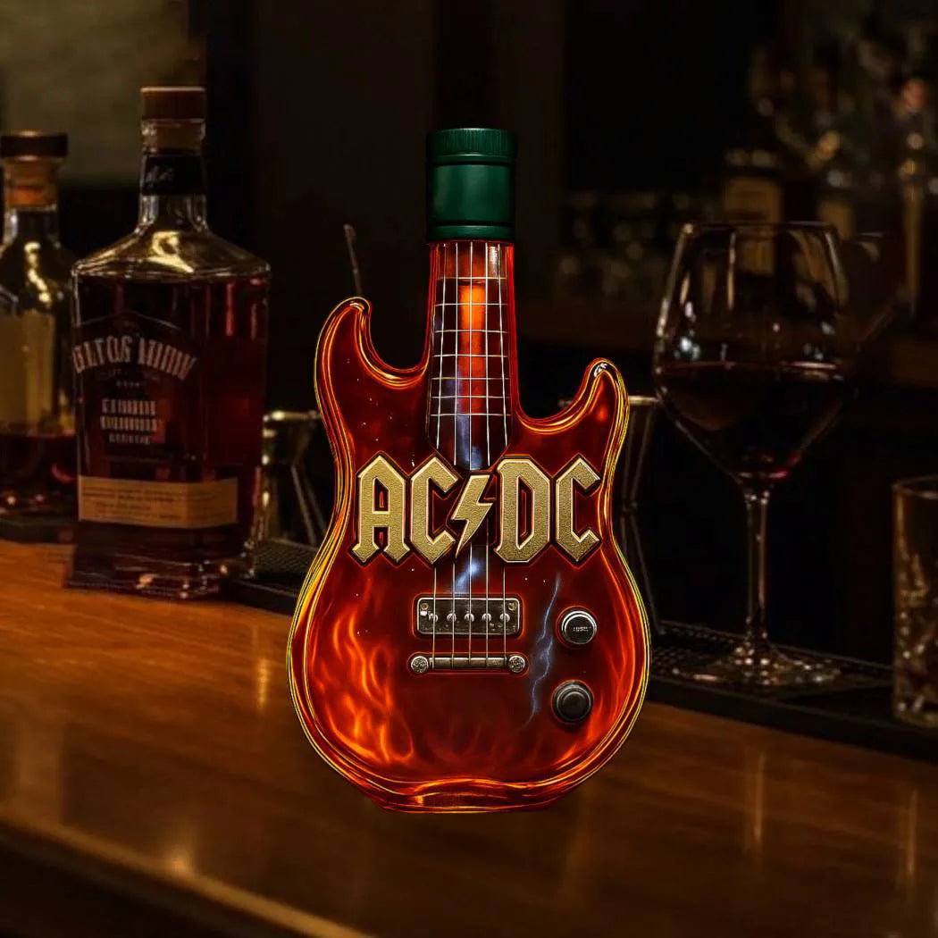 AC/DC Rock Guitar Whiskey Bottle