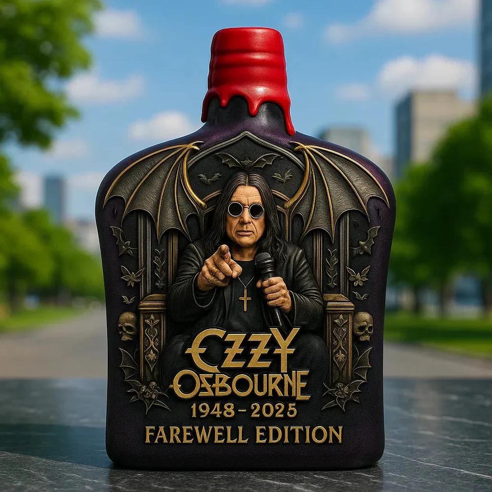 Ozzy Osbourne Embossed Glass Whiskey Bottle