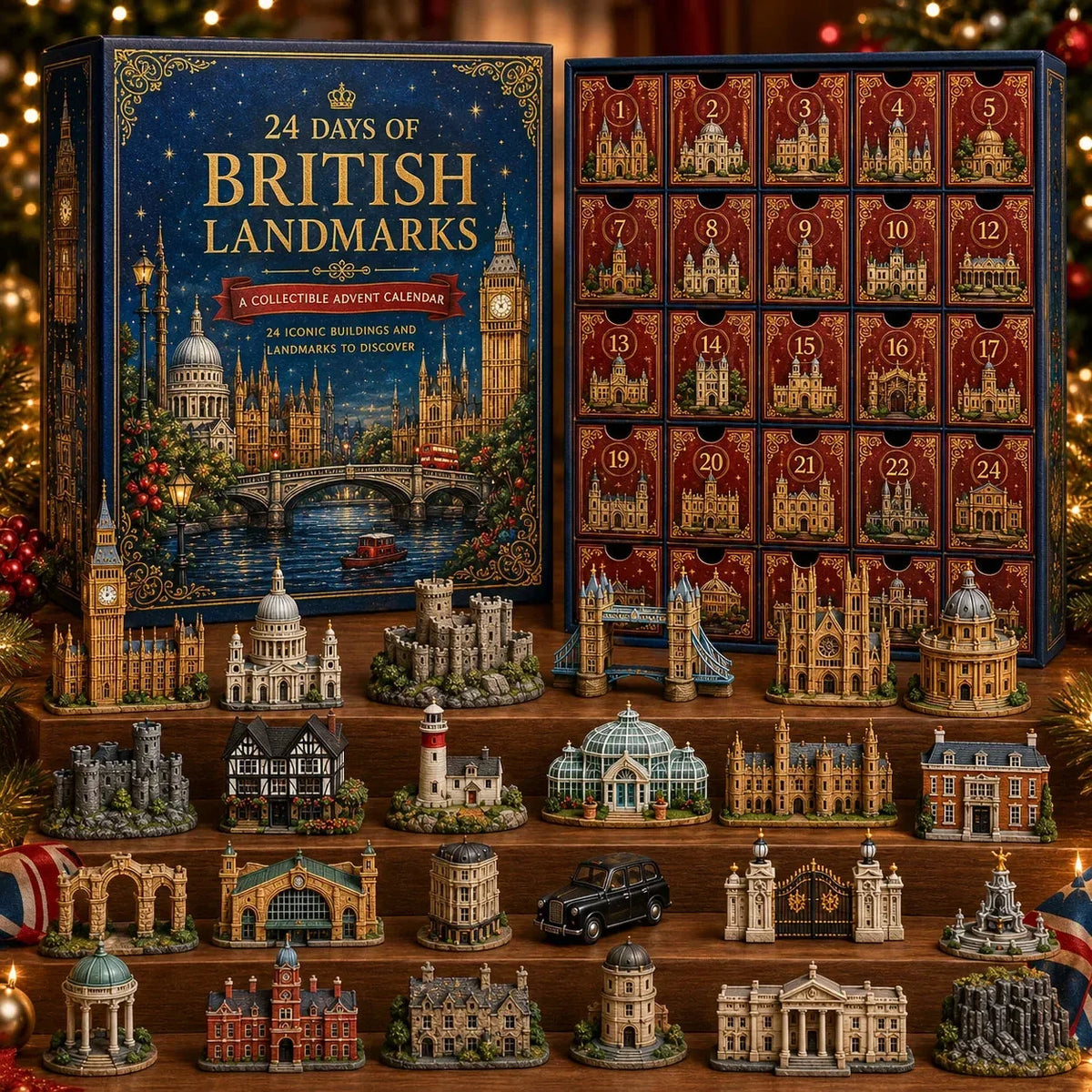 2026 Days of British Landmarks Blind Box - 24‑Day Festive Countdown, UK Landmark Themed Collectible Miniatures Blind Box - Gift For Britain & Travel Lovers