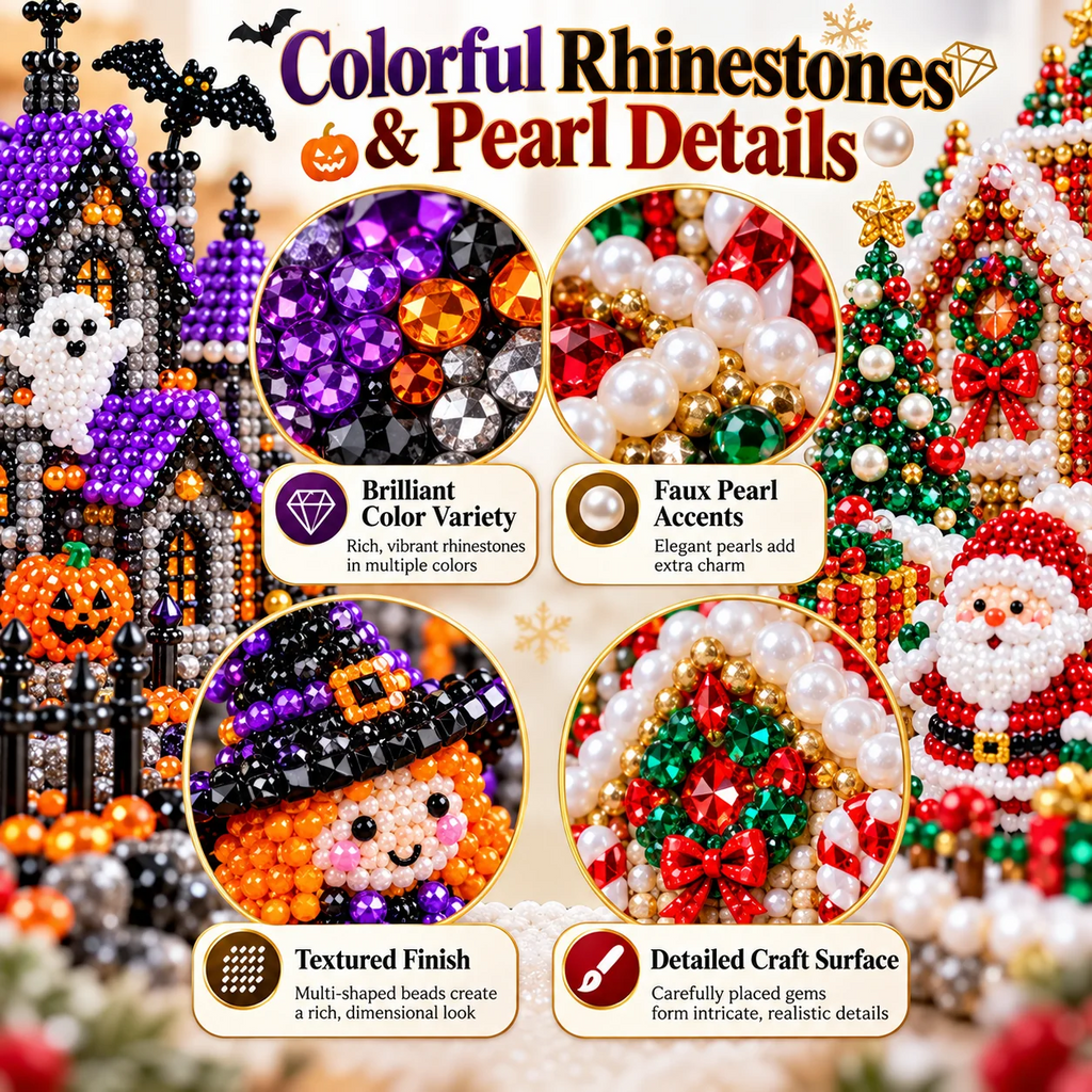 3D DIY Diamond Art Village Kit – Christmas & Halloween Craft Decor