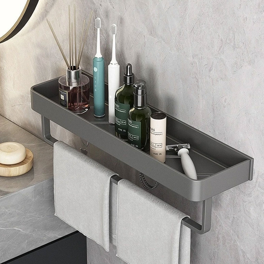 Mosrugs | Modern Grey Bathroom Shelf – Stylish Wall-Mounted Storage with Optional Towel Rail