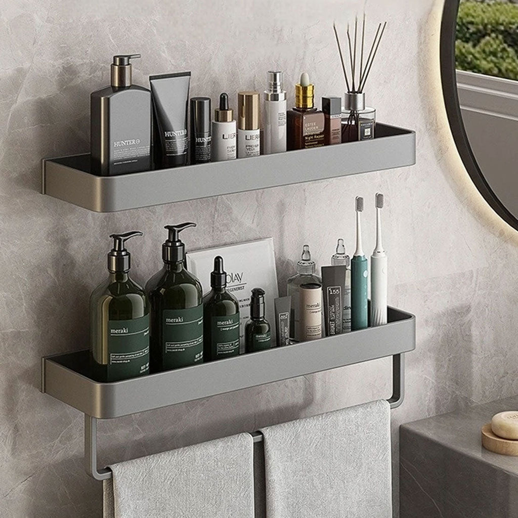 Mosrugs | Modern Grey Bathroom Shelf – Stylish Wall-Mounted Storage with Optional Towel Rail