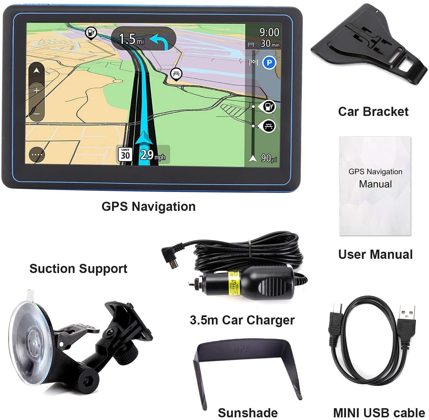 Mosrugs | 7" GPS Navigation System – 2025 Upgraded Sat Nav for Cars & Trucks